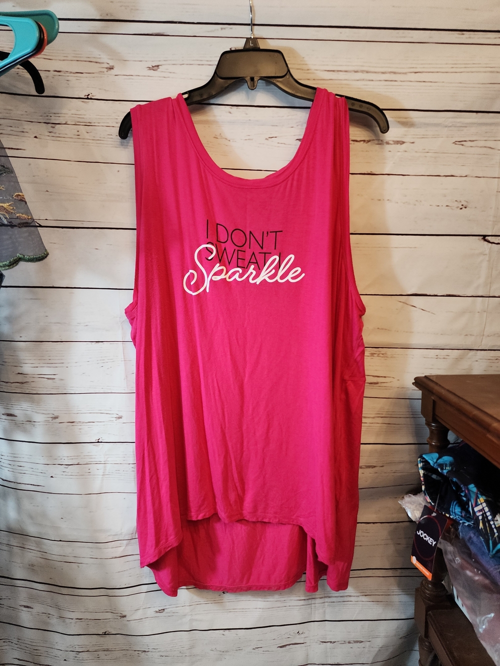 LuLaRoe Hot Pink Graphic Tank - "I Don't Sweat Sparkle"